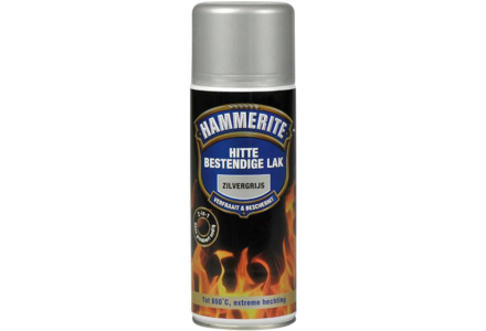 Hammerite hittebestendige verf zilver grijs 400ml