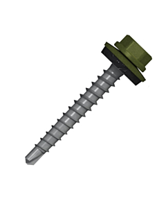 Zelfborende schroeven DIN 7504K met EPDM ring 4,8x35 RAL 6003 olijfgroen 100 stuks