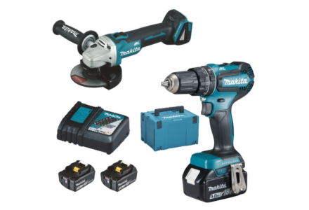 Makita accu haakseslijper + accuboormachine set 18V 3.0Ah