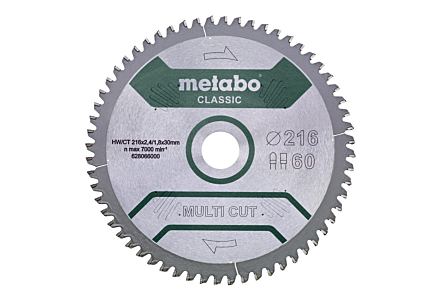 Metabo Multi Cut zaagblad 216x30 Z60 FZ/TZ neg