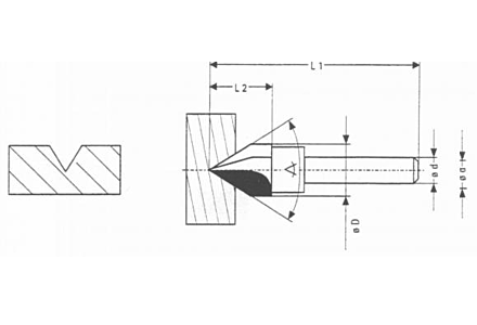 HM V-groeffrees 90°, 12,7 x 6 mm