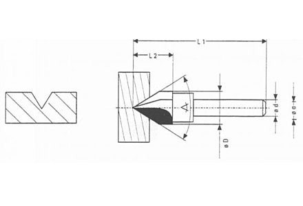 HM V-groeffrees 90°, 12,7 x 8 mm