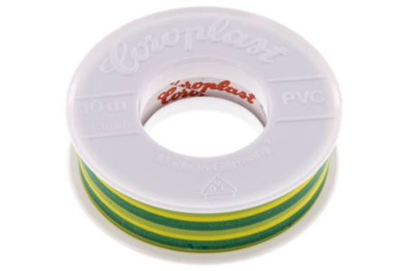 PVC isolatietape groen geel 20mm 10 meter