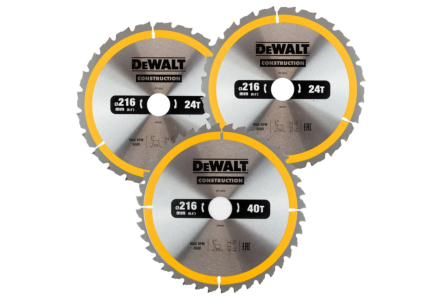 DeWalt zaagbladen 216x30 3 delige set