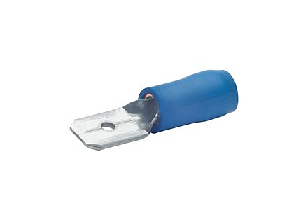 Kabelschoen man blauw 6.3mm - 50 stuks