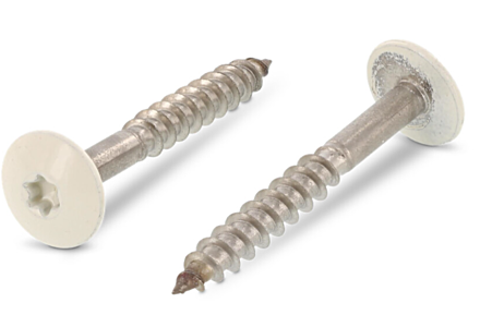 Schroeven voor Trespa® RVS A2 4,8x25 RAL 1013 parelwit 100 stuks