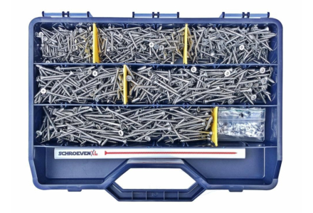 Assortiment RVS spaanplaatschroeven in koffer 1205 delig