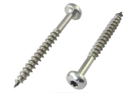 Spaanplaatschroeven bolkop RVS A2 torx 4x40 deeldraad - 200 stuks