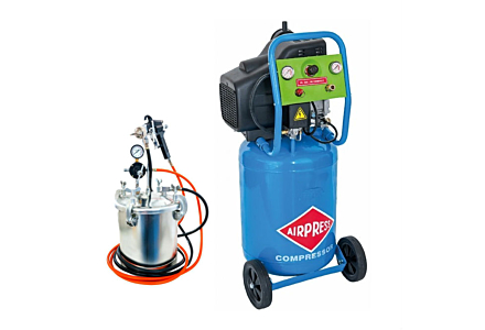 Airpress compressor + verfspuit met drukvat complete set