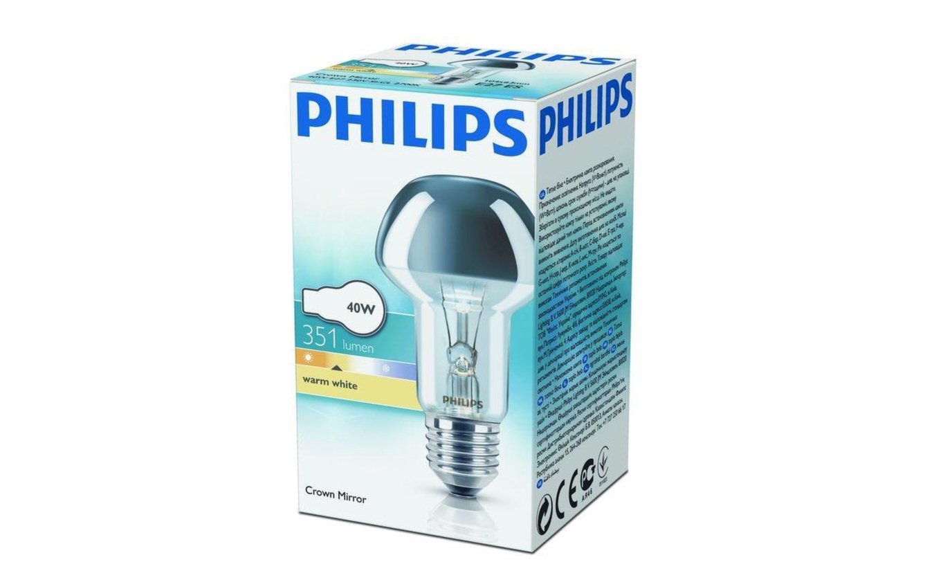 Philips refelctorlamp 40watt E27 351 lumen warm wit kopspiegel