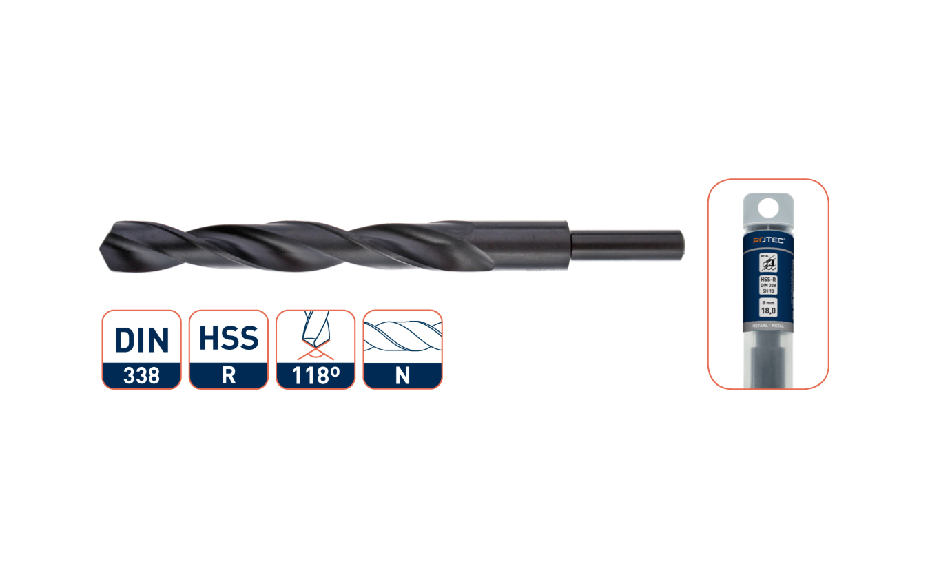 HSS Spiraalboren rolgewalst afgedraaid 10,0 mm - Ø 13mm