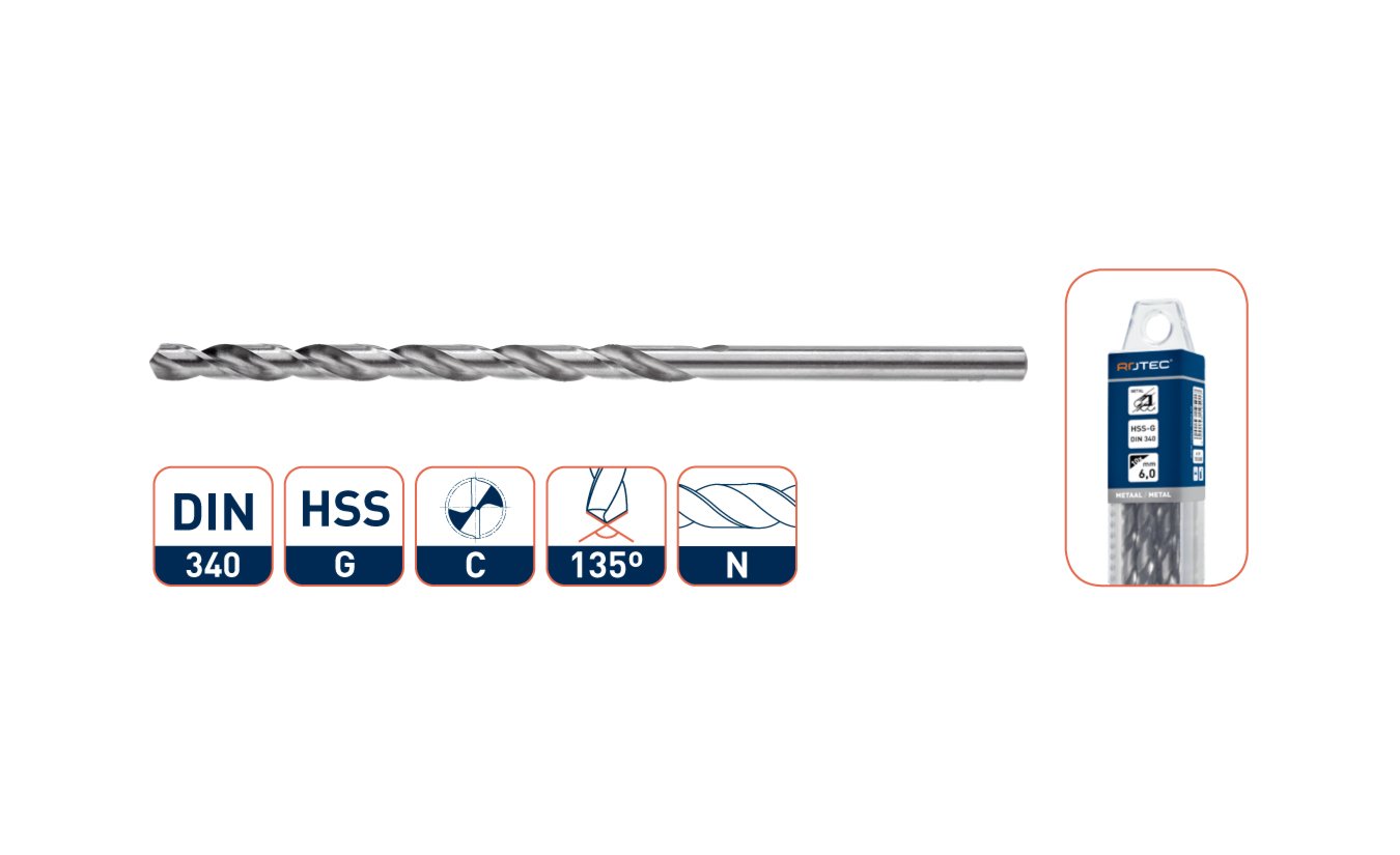 HSS-G Spiraalboren splitpoint, lang 1,0 mm