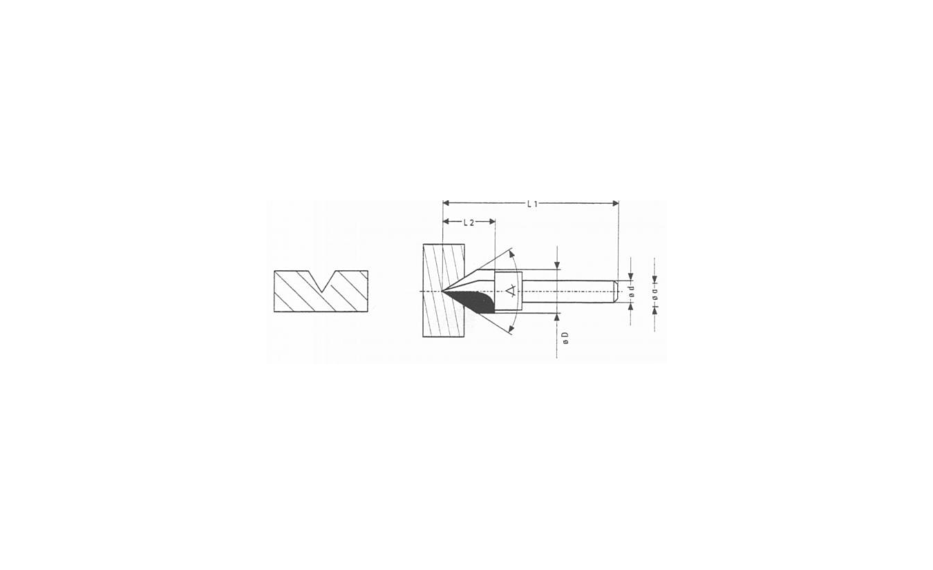 HM V-groeffrees 90°, 12,7 x 6 mm