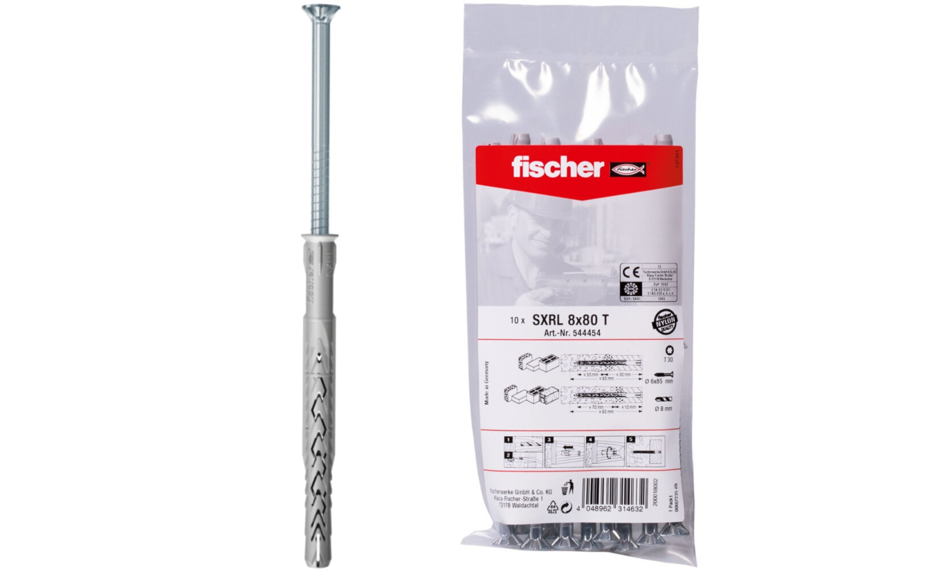 Fischer constructiepluggen SXRL torx verzonken kop 8x100 10 stuks