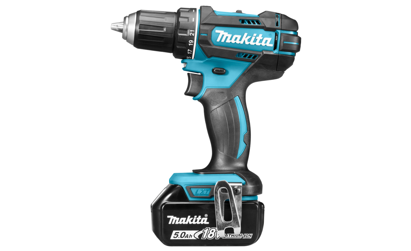 site Skiën maak het plat Makita DDF482RFJ 18V 5.0 accuboormachine set