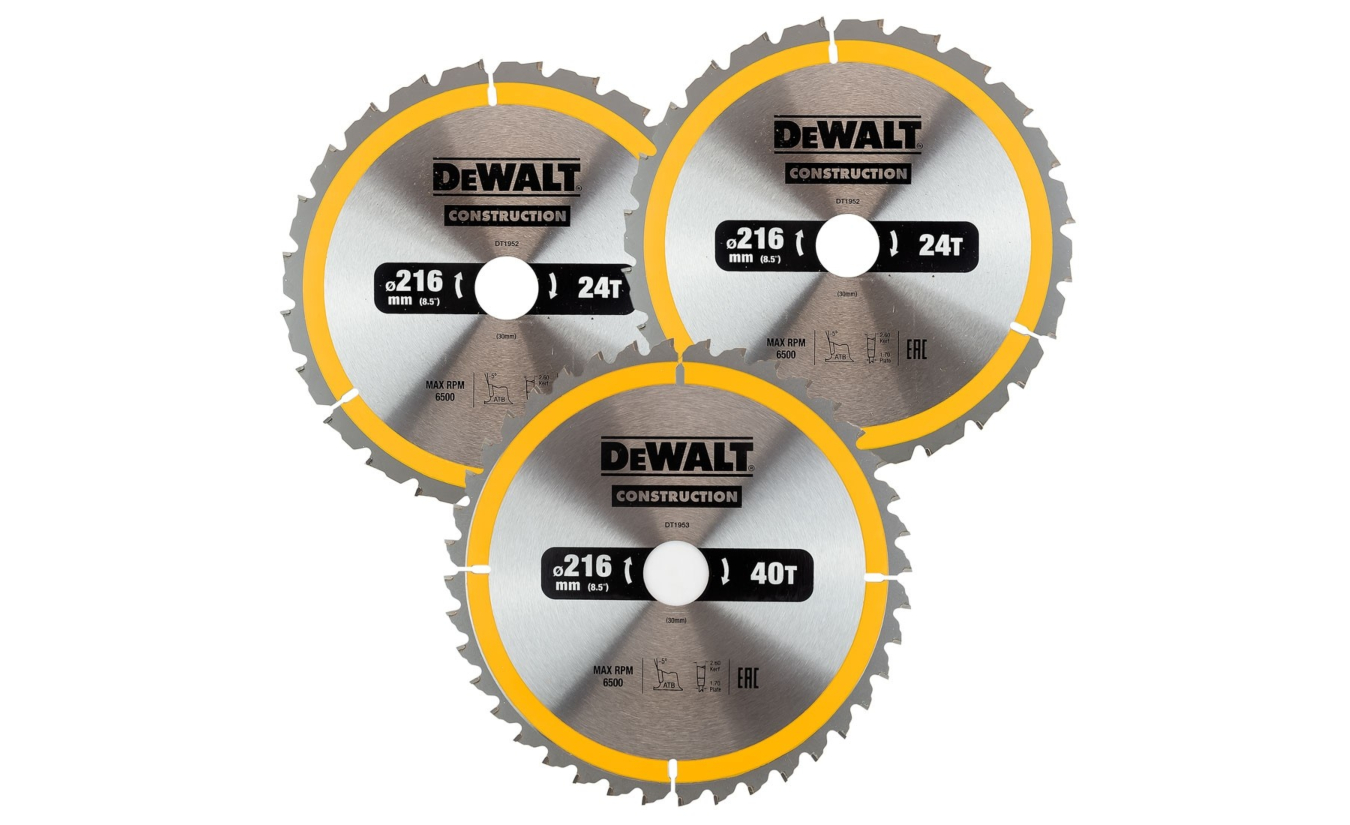 DeWalt zaagbladen 216x30 3 delige set