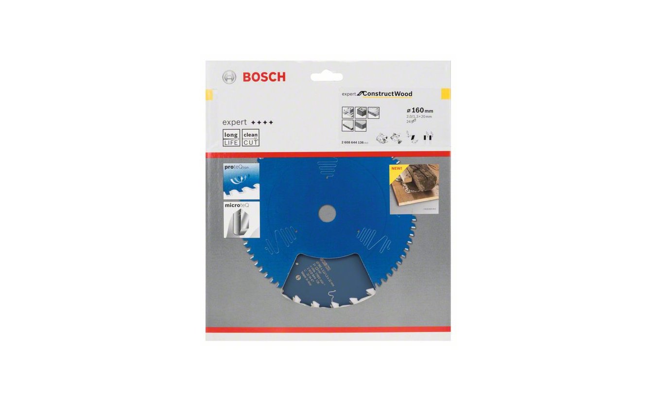 Bosch cirkelzaagblad Expert for Construct Wood 160 x 20 x 2,0 mm 24 tanden