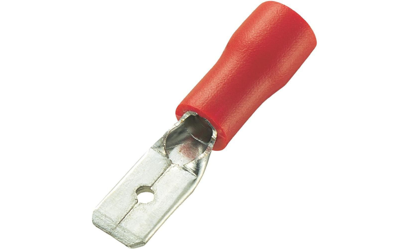 Kabelschoen man rood 6.3mm - 50 stuks