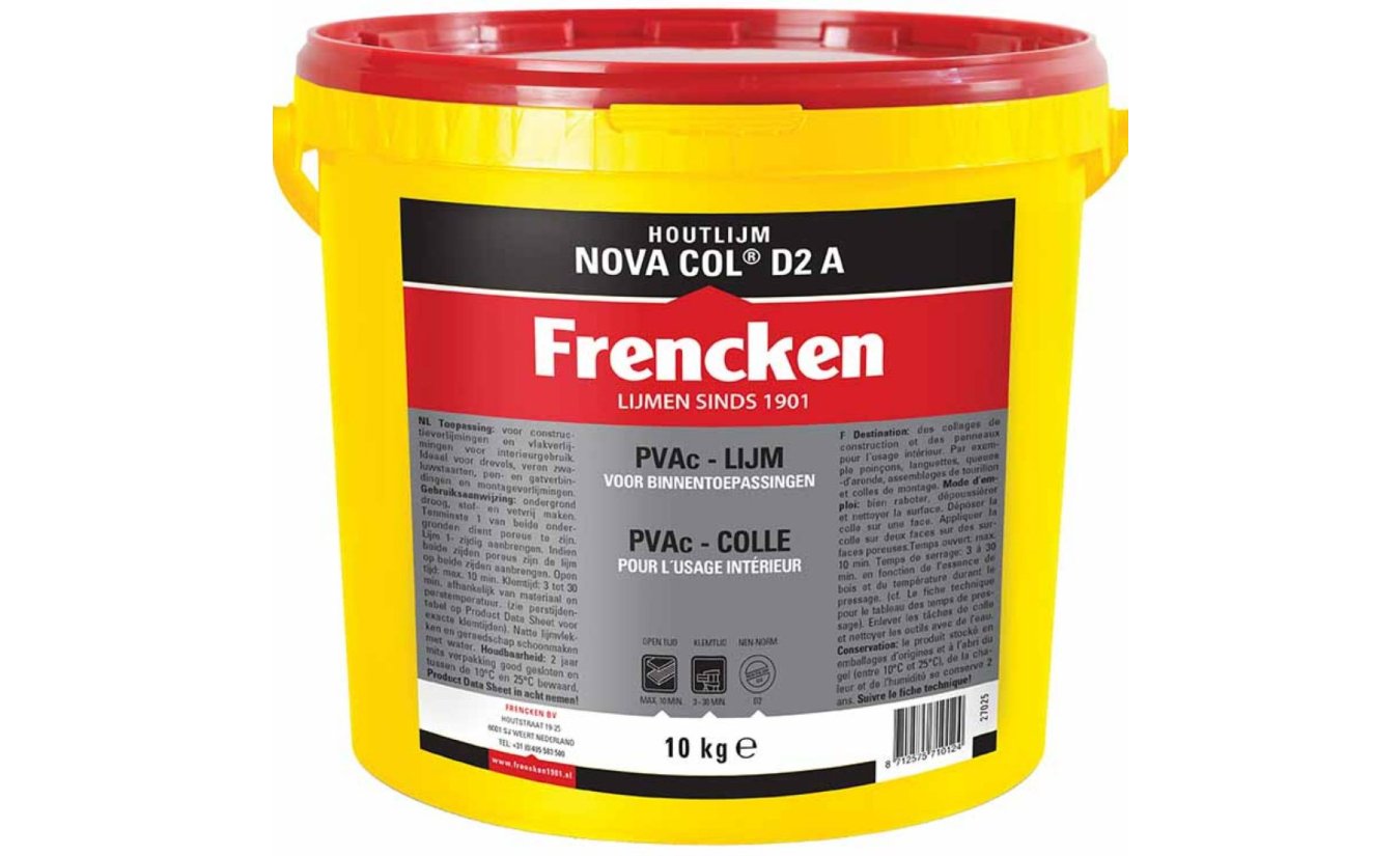 Frencken houtlijm Nova Col D2 A 10kg.