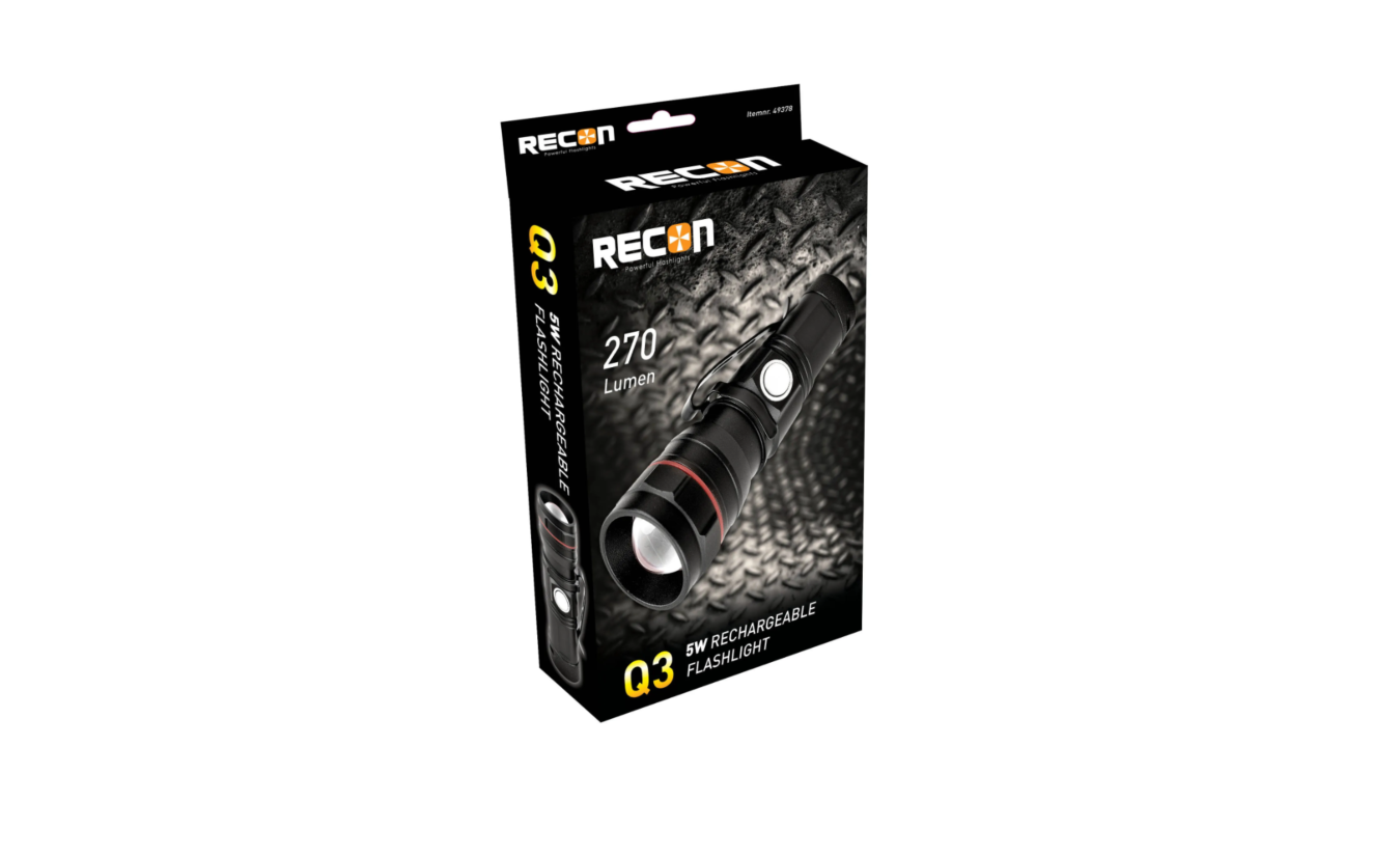 Recon Q3 oplaadbare led zaklamp mini 270 lumen