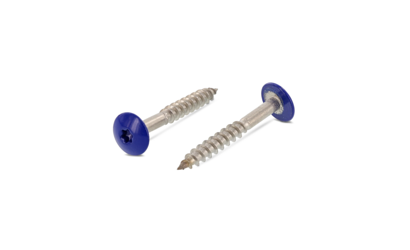 Schroeven voor Trespa® RVS A2 4,8x25 RAL 5002 Ultramarijnblauw 100 stuks