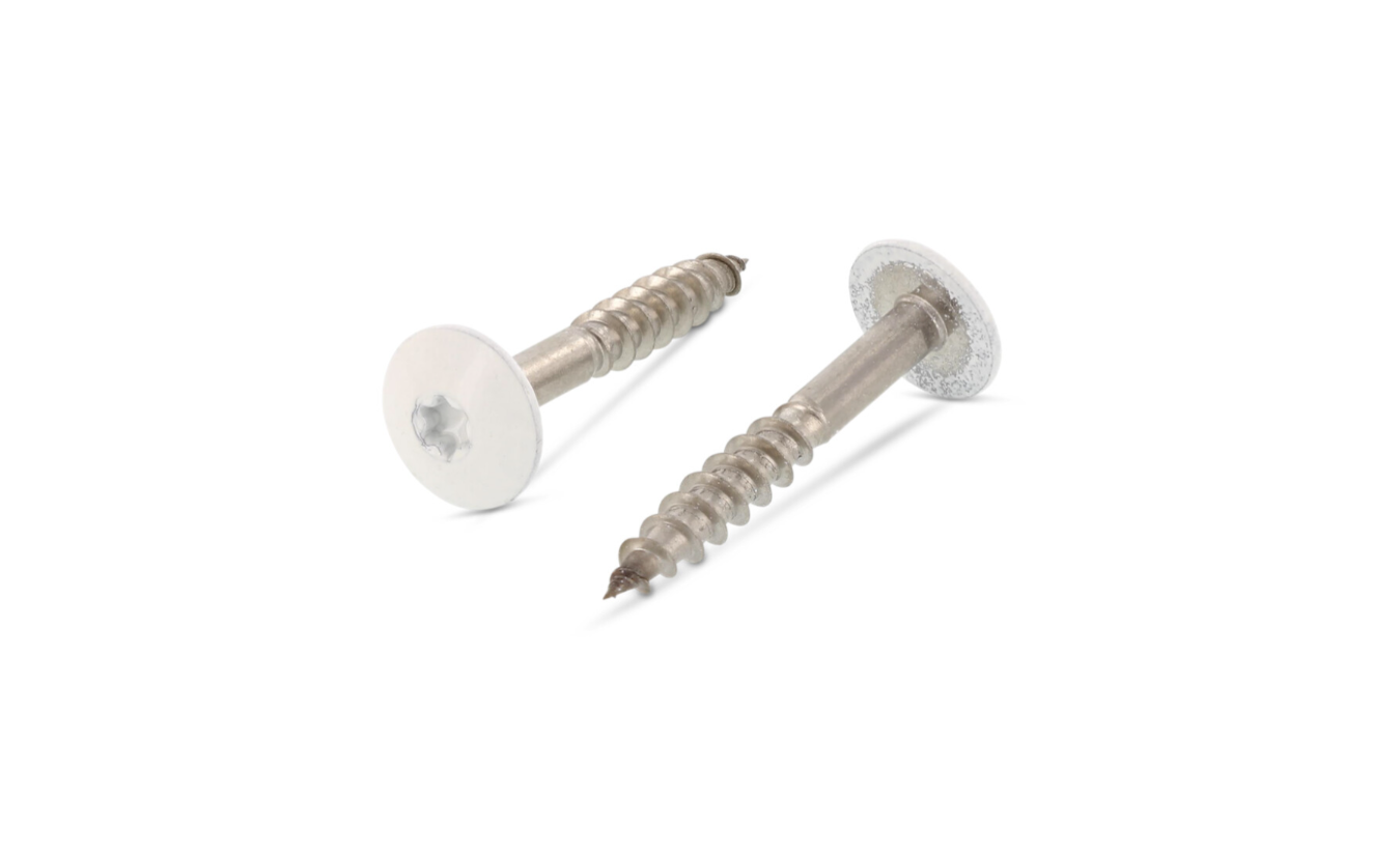 Tresposchroeven 4,8x70 torx RAL 9010 RVS A2 100 stuks