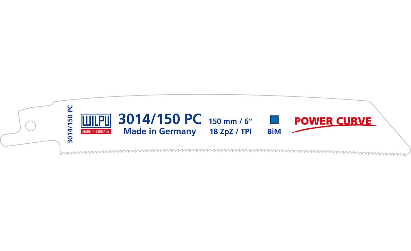 Reciprozaagbladen, 3014 PC/150 Power Curve, Wilpu. Voor staal en RVS - 5 stuks