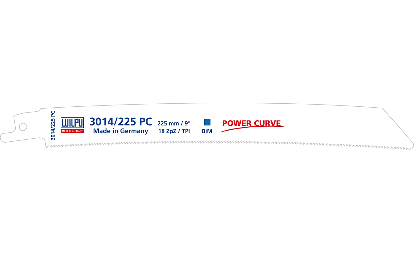 Reciprozaagbladen, 3014 PC/225 Power Curve, Wilpu. Voor staal en RVS - 5 stuks