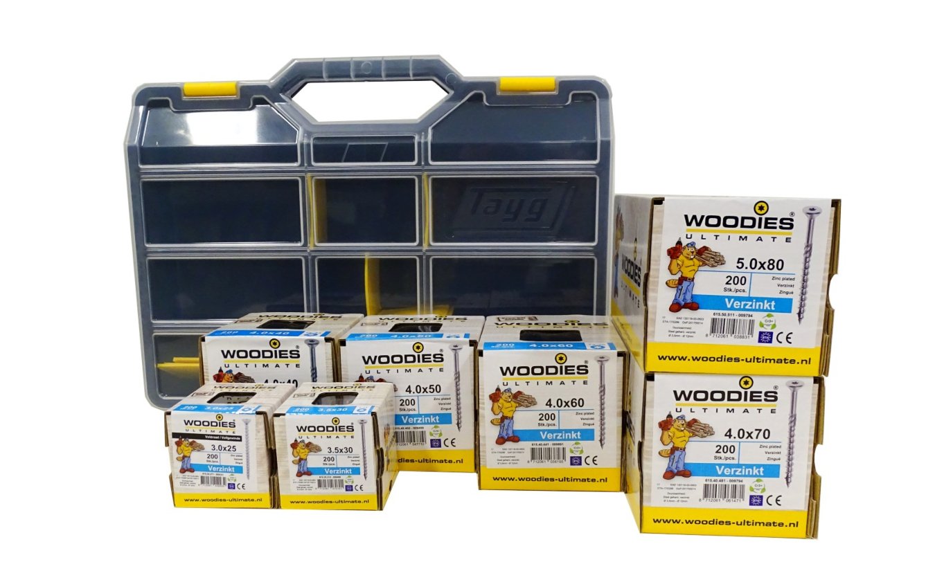 Woodies schroeven 1401 delig voordeel pakket + koffer