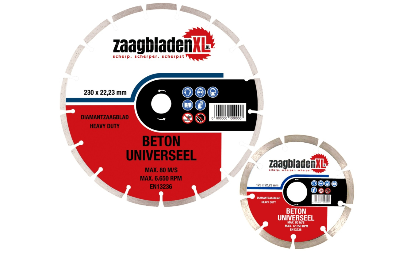 Set diamantzaagbladen zaagbladenXL 125 en 230mm