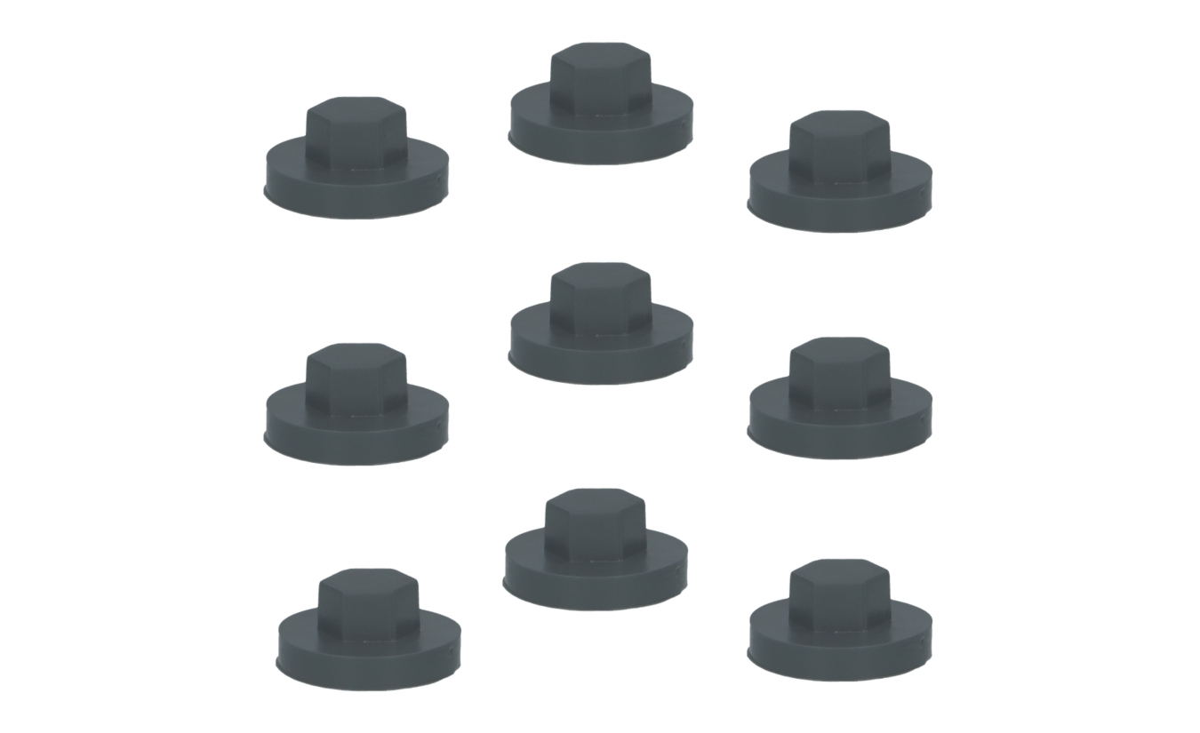 Afdekkapjes grijs voor zeskantschroeven 8mm - 80 stuks 